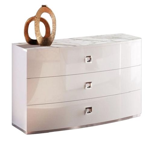 Betty White Gloss 3 Drawer Chest - Bow Front