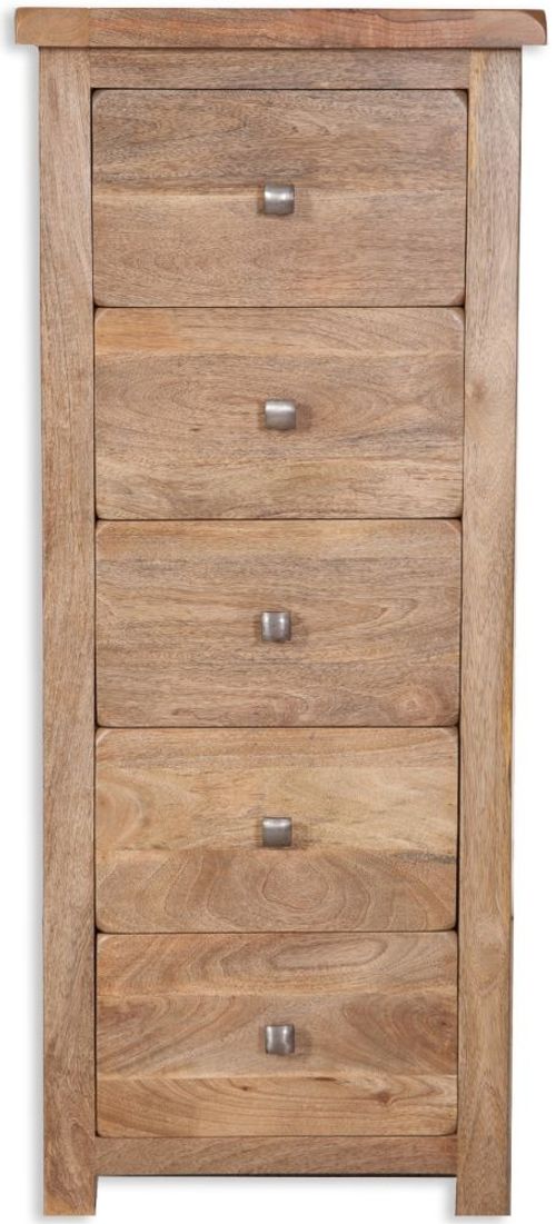 Bombay Solid Mango Wood 5 Drawer Narrow Chest