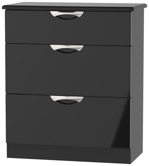 Camden Black Gloss 3 Drawer Deep Chest