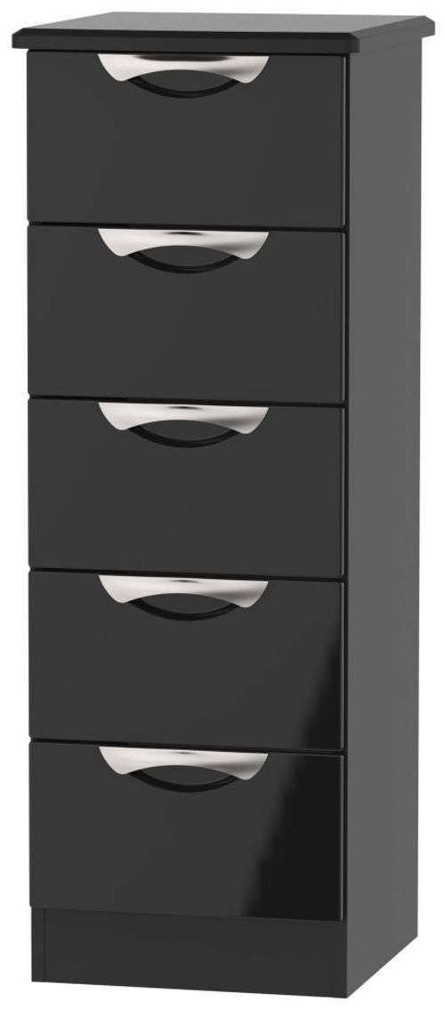 Camden Black Gloss 5 Drawer Narrow Chest
