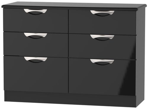 Camden Black Gloss 6 Drawer Midi Chest