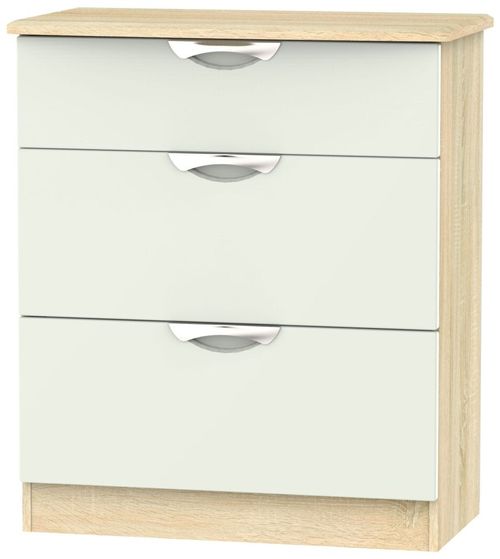 Camden Gloss Cashmere and Oak Effect 3 Drawer Deep Chest