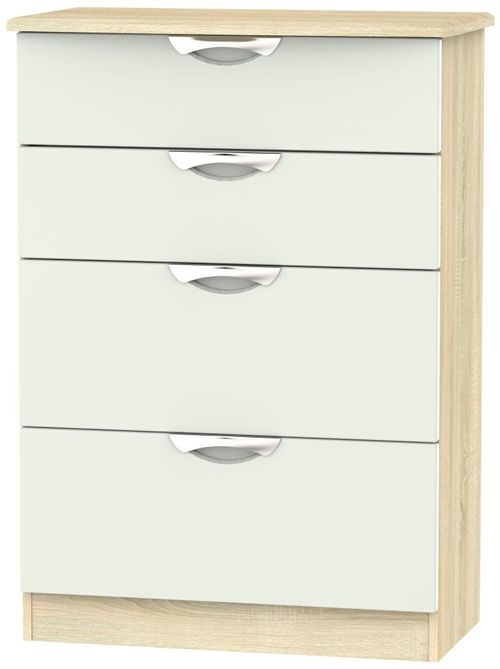 Camden Gloss Cashmere and Oak Effect 4 Drawer Deep Chest