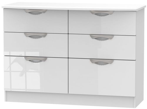 Camden White Gloss 6 Drawer Midi Chest