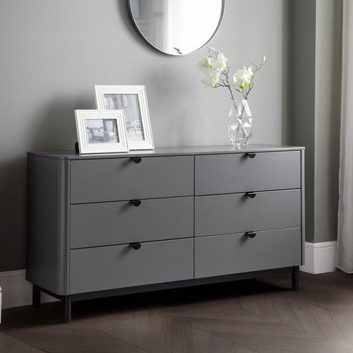 Chloe Chest of Drawers - 6 Drawer - Wide - Grey