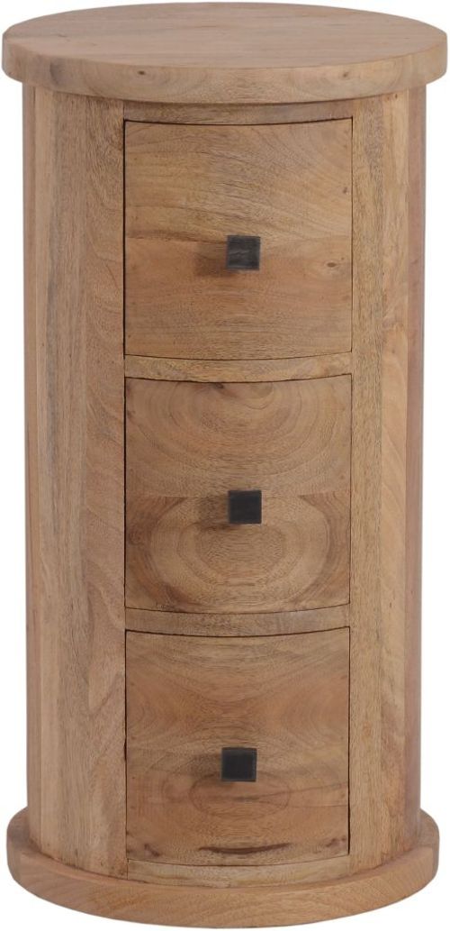City Mango Wood 3 Drawer Narrow Drum Chest