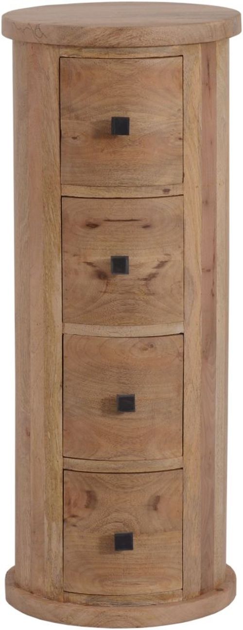 City Mango Wood 4 Drawer Narrow Drum Chest