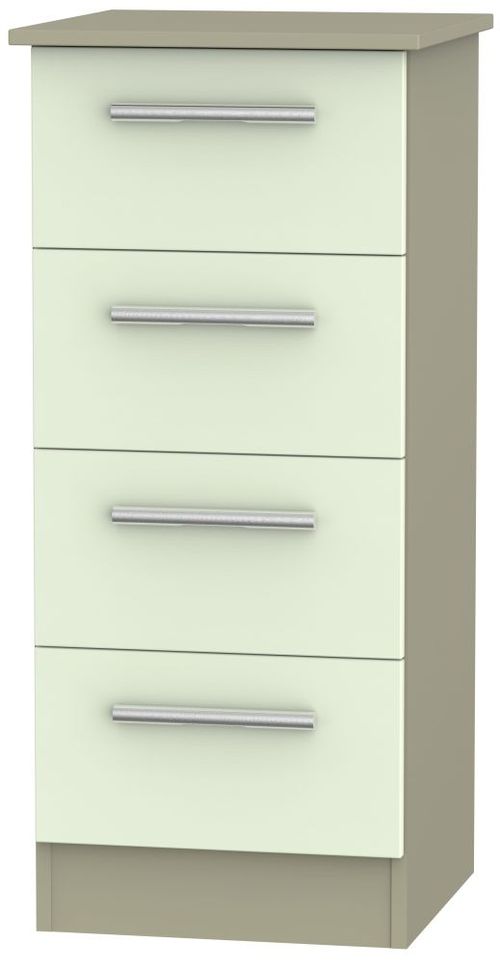 Contrast Cream and Mushroom 4 Drawer Narrow Chest