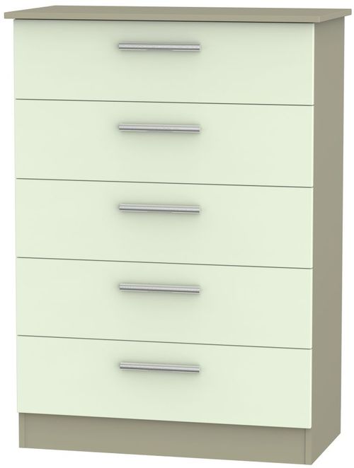 Contrast Cream and Mushroom 5 Drawer Chest