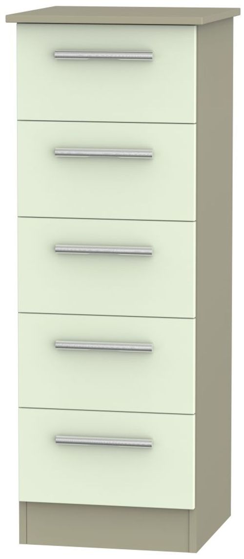 Contrast Cream and Mushroom 5 Drawer Narrow Chest