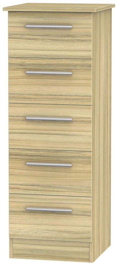 Contrast Modern Oak 5 Drawer Narrow Chest