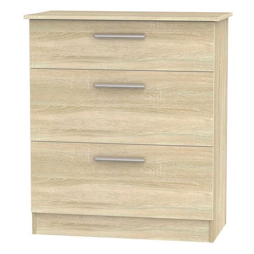 Contrast Oak Effect 3 Drawer Deep Chest