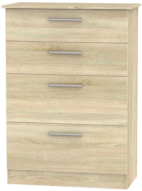 Contrast Oak Effect 4 Drawer Deep Chest