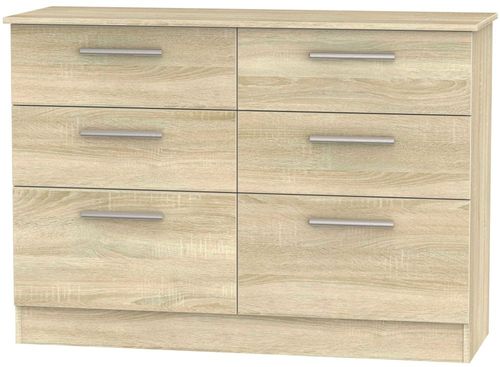 Contrast Oak Effect 6 Drawer Midi Chest