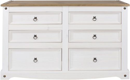 Corona White Mexican Pine 6 Drawer Wide Chest