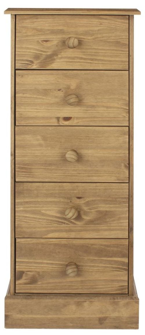Cotswold Pine 5 Drawer Narrow Chest