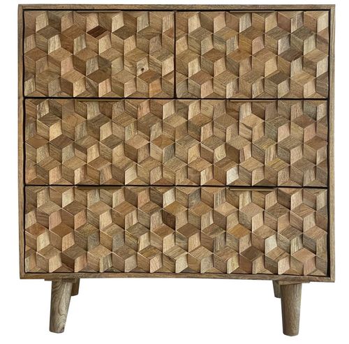 Geometric Carved Mango Wood 2+2 Drawer Chest