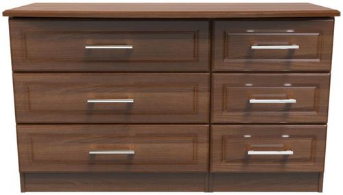 Gina Walnut Effect 6 Drawer Midi Dresser