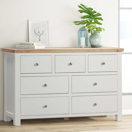 Hayley Chest - 3+4 Drawer - Wide - Oak and White