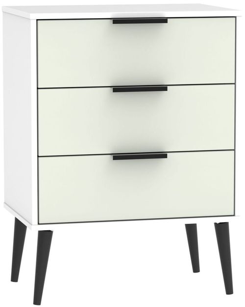Hong Kong Cashmere and White 3 Drawer Small Chest with Wooden Legs
