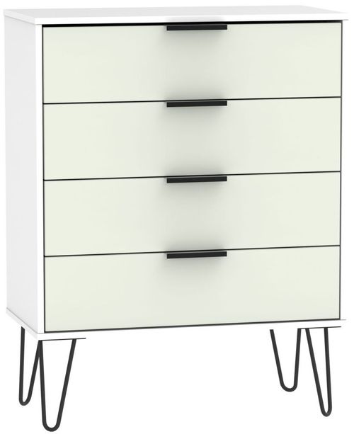 Hong Kong Cashmere and White 4 Drawer Chest with Hairpin Legs