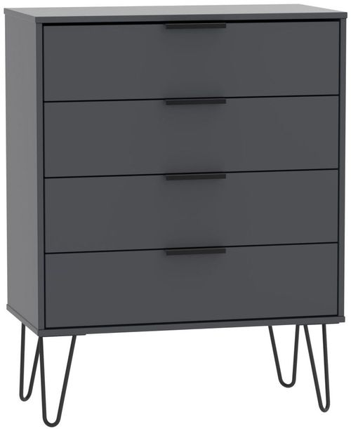 Hong Kong Graphite 4 Drawer Chest with Hairpin Legs
