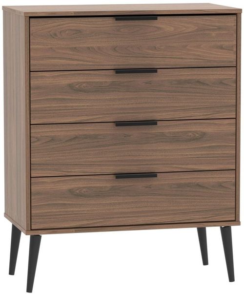 Hong Kong Walnut Effect 4 Drawer Chest with Wooden Legs