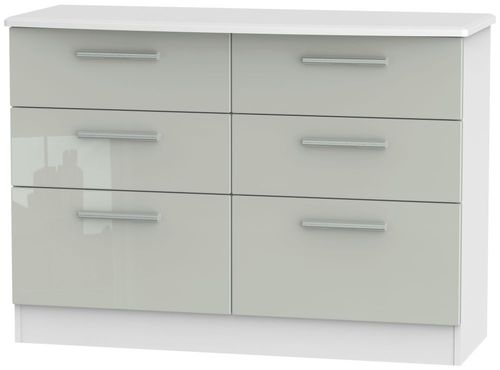 Knightsbridge Cashmere Gloss and White 6 Drawer Midi Chest