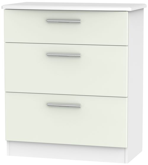 Knightsbridge Cashmere Matt and White 3 Drawer Deep Chest