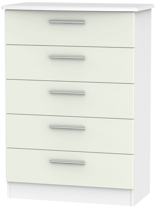 Knightsbridge Cashmere Matt and White 5 Drawer Chest