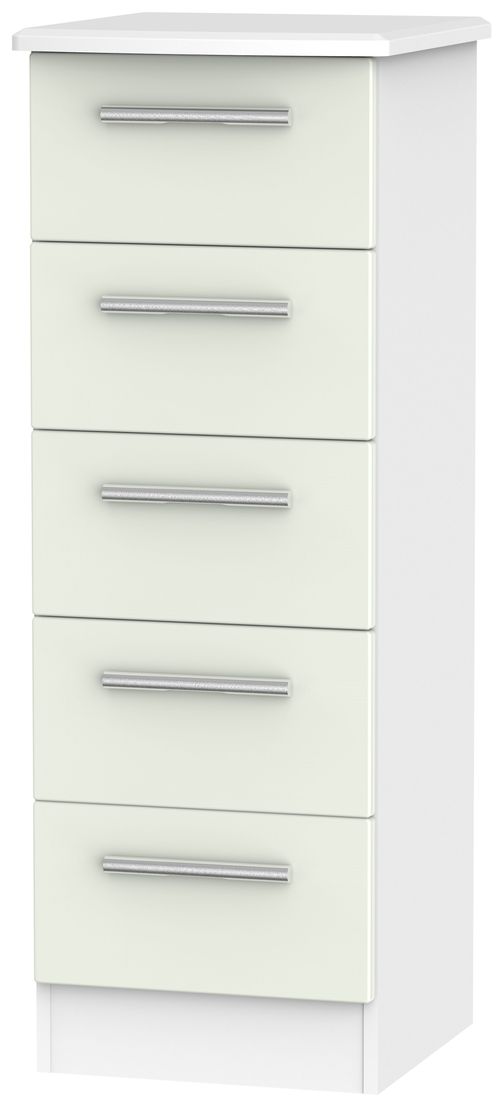 Knightsbridge Cashmere Matt and White 5 Drawer Narrow Chest