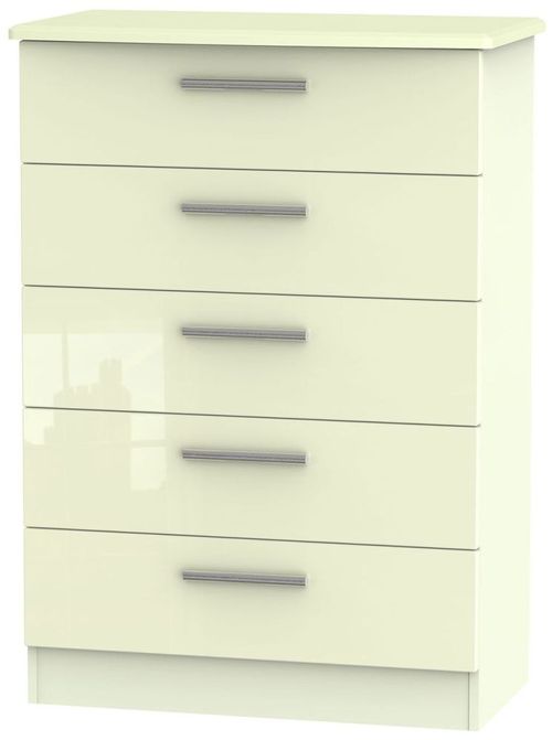 Knightsbridge Cream Gloss 5 Drawer Chest