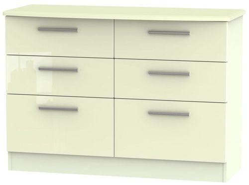 Knightsbridge Cream Gloss 6 Drawer Midi Chest
