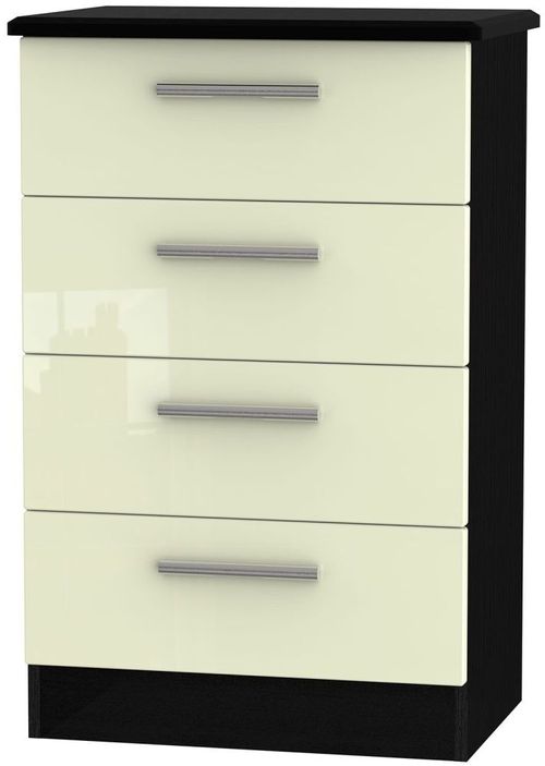 Knightsbridge Cream Gloss and Black 4 Drawer Midi Chest