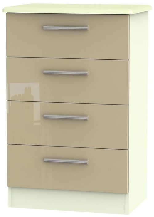 Knightsbridge Mushroom and Cream 4 Drawer Midi Chest