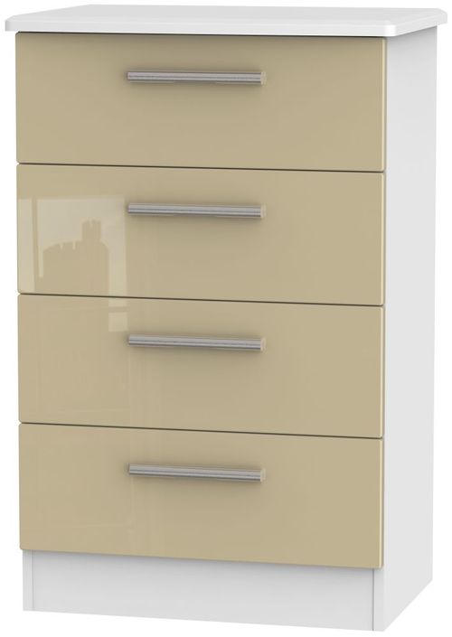 Knightsbridge Mushroom and White 4 Drawer Midi Chest
