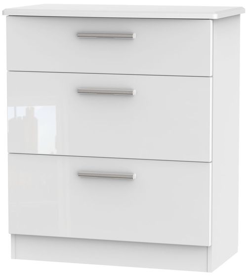 Knightsbridge White Gloss 3 Drawer Deep Chest