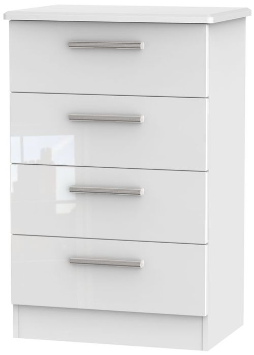 Knightsbridge White Gloss 4 Drawer Midi Chest