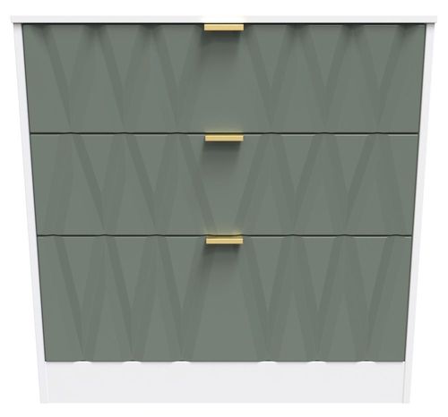 Las Vegas White and Green 3 Drawer Deep Chest