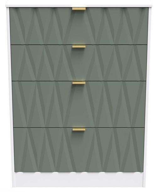 Las Vegas White and Green 4 Drawer Deep Chest