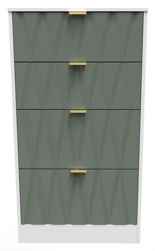 Las Vegas White and Green 4 Drawer Deep Midi Chest