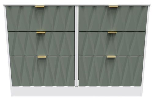Las Vegas White and Green 6 Drawer Midi Chest