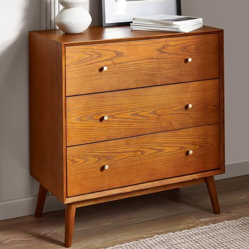 Lowry Chest of Drawers - 3 Drawer - Small - Cherry Wood - Retro Style