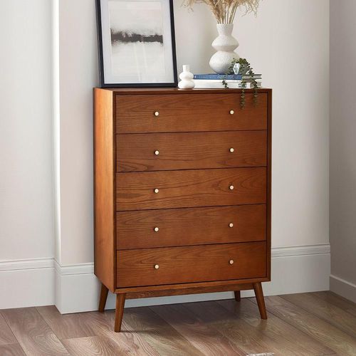 Lowry Chest of Drawers - 5 Drawer - Midi - Cherry Wood - Retro Style