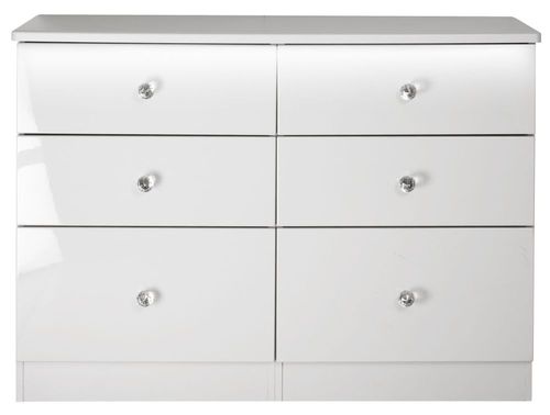 Lumiere White Gloss 6 Drawer Midi Chest
