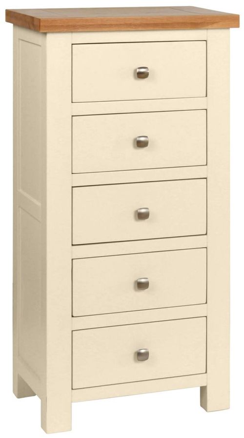 Lundy Ivory Painted 5 Drawer Narrow Chest