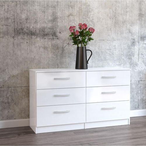 Lynx Wide Chest - 6 Drawer - White Gloss