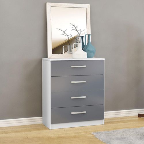 Lynx Chest - 4 Drawer - White and Grey Gloss