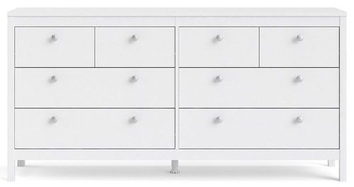 Madrid White 8 Drawer Wide Dresser