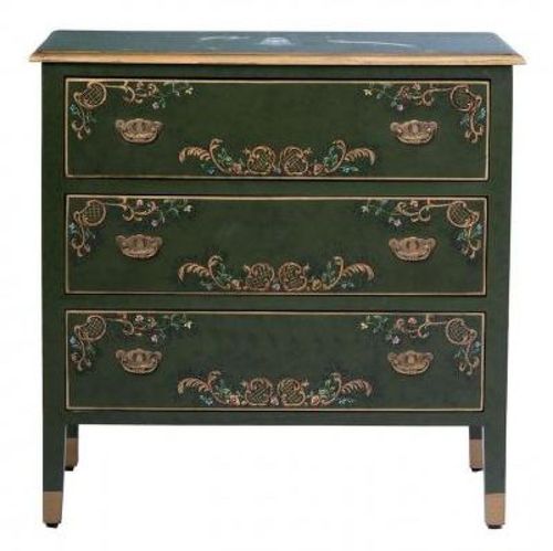 Meerut Green Fountain Design 3 Drawer Small Chest